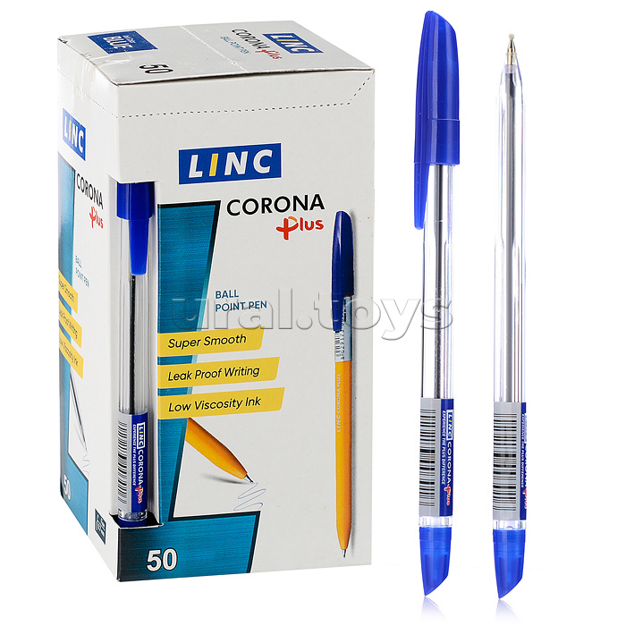 Ручка шариковая Corona plus 0,7 мм синий прозрачный корп.