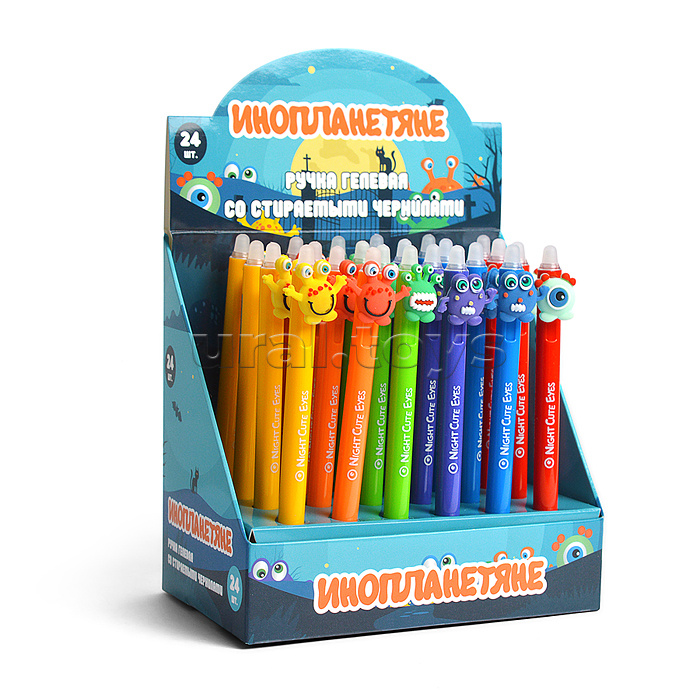 Ручка гелевая со стираемыми чернилами "Инопланетяне" цвет чернил синий