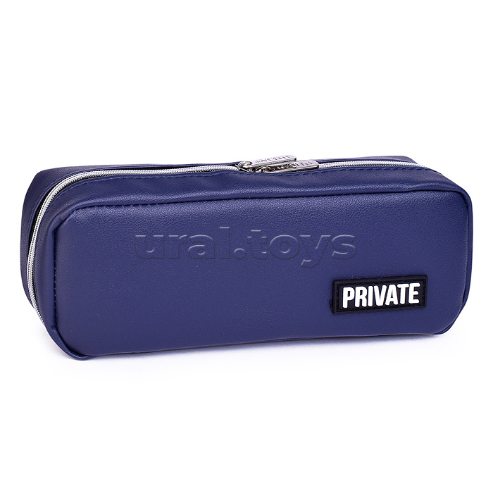 Пенал "Private" 21x9x5 см, прямоугольный для 60 предметов, матовая искусственная кожа до -40C, на молнии, 3 внутренних отделения с перегородками, с каучуковой аппликацией, темно-синий Пенал "Private" 21x9x5 см, прямоугольный для 60 предметов, матовая искусственная кожа до -40C, на молнии, 3 внутренних отделения с перегородками, с каучуковой аппликацией, темно-синий