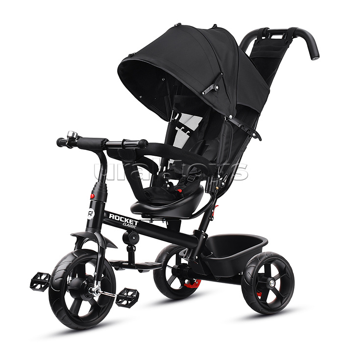 Велосипед трехколесный Rocket 136-BK, колеса EVA 10"/8", цвет черный