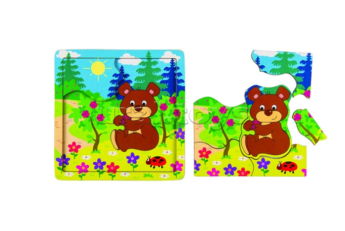 Игра из дерева "Медвежонок" (собираем по картинке) (Baby Step) Игра из дерева "Медвежонок" (собираем по картинке) (Baby Step)