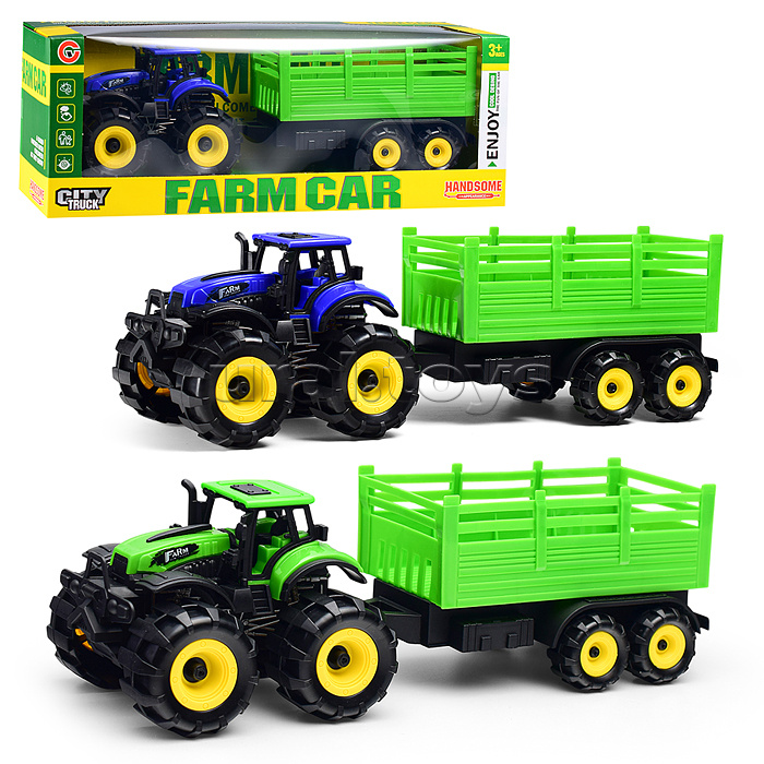 Трактор "Фермерский" с прицепом, в коробке