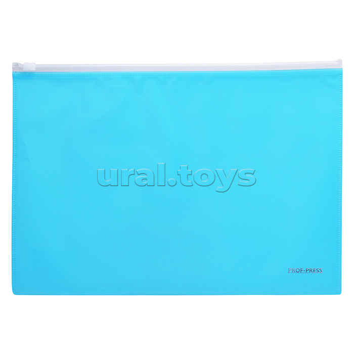 Папка-конверт на молнии А4, 180мкм, голубой