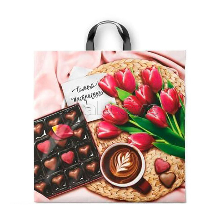 Пакет ПЭ с петлевой ручкой 44х44, 70мкм "Эспрессо" ПВД