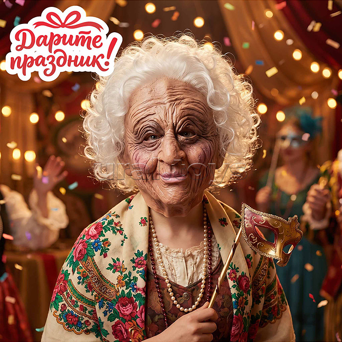 Карнавальная маска "Старушка"