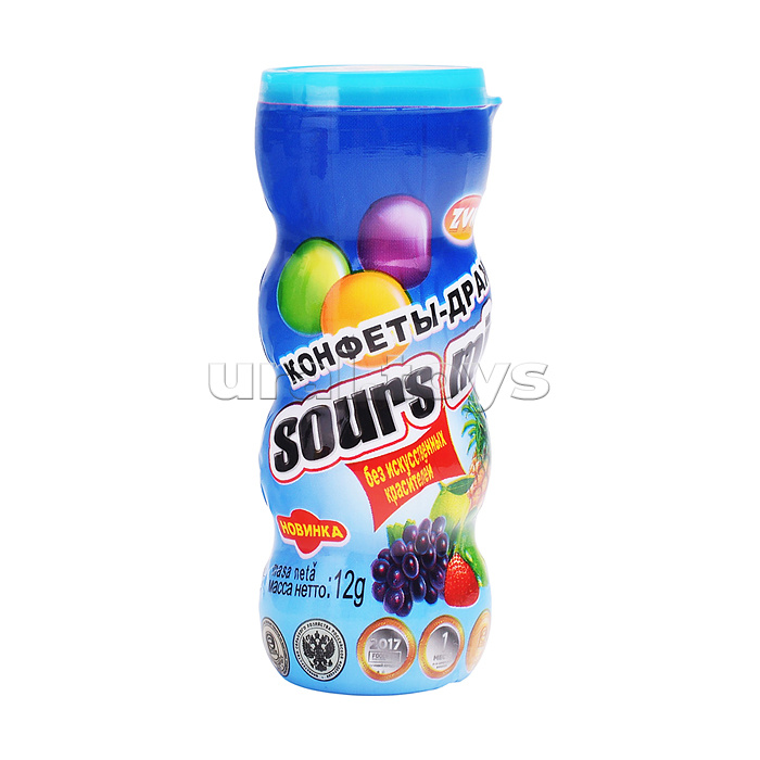 Конфеты-драже "Sours mix" со вкусом лимона, клубники и черники Zvn "Балабол" 12г*20 шт