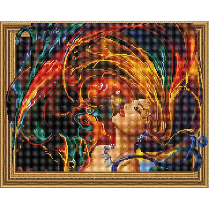 Алмазная мозаика 3D с нанесенной рамкой 40х50 "Вдохновение" (36 цветов)