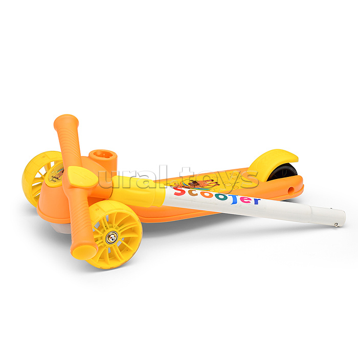 Самокат 3-х. кол., колеса световые PU, желтый, в коробке