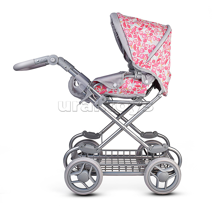 Коляская кукольная металлическая, с корзиной, принт сладости