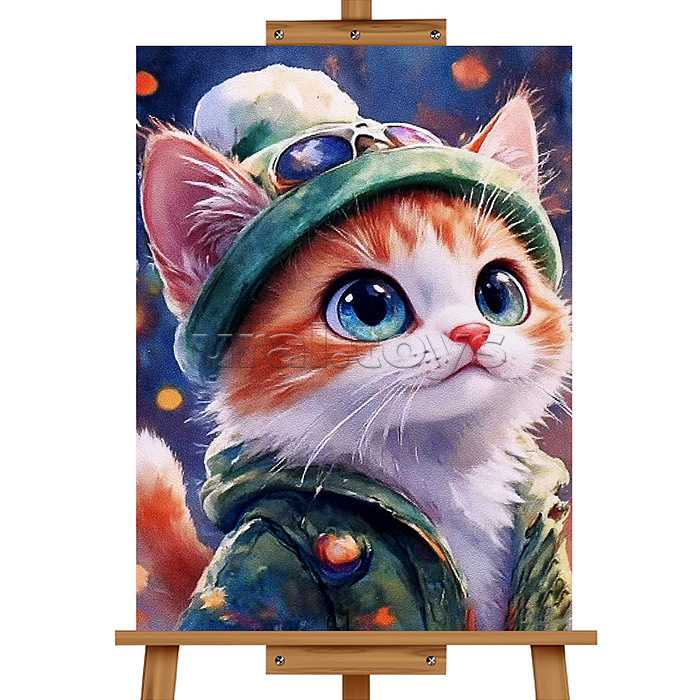 Мозаика алмазная "Котик на прогулке" 20*30см.