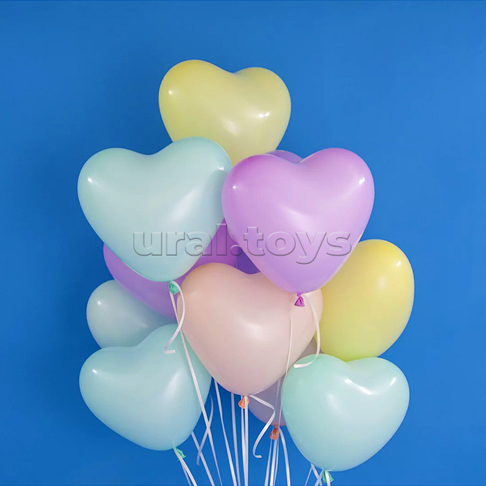 Шар (10''/25 см) Сердце, Ассорти, макарунс, 100 шт.