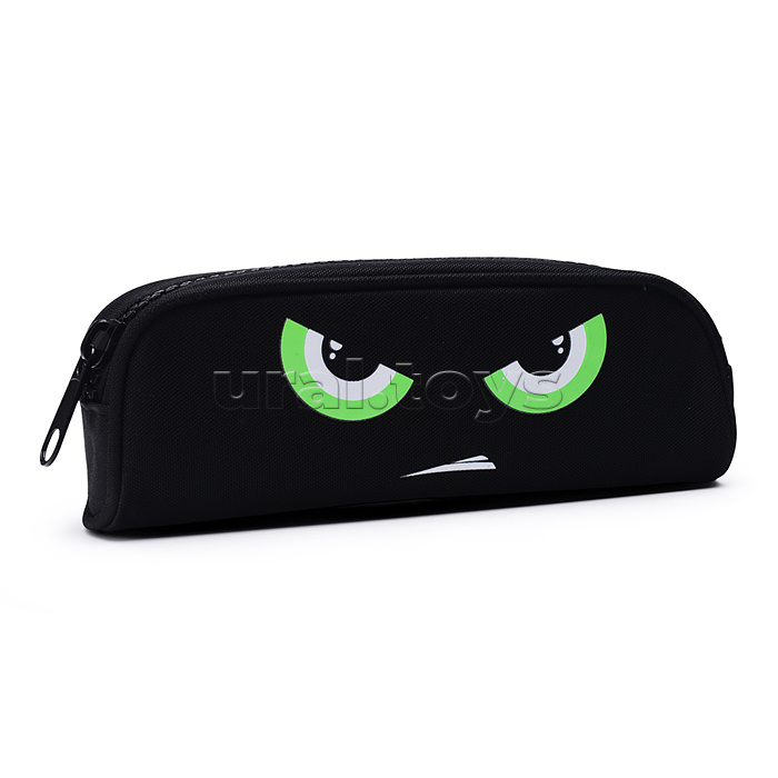 Пенал "Bad Boy" 22x7,5x5,5 см, овальный с крупной тракторной молнией для 60 предметов, плотный износостойкий полиэстер с водоотталкивающей пропиткой с каучуковой аппликацией и объемной печатью