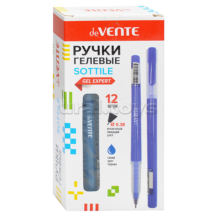 Ручка гелевая "Sottile" d=0,38 мм, синий корпус с полупрозрачной матовой грип-зоной, сменный стержень, индивидуальная маркировка