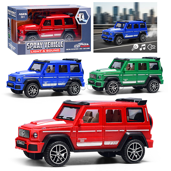 Машина "Джип" (свет, звук, спрей) в коробке
