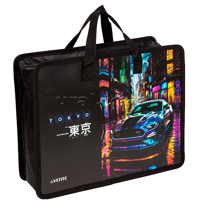 Папка для тетрадей, ИЗО и технологии "Label. Tokyo Drift" A4 (33,5x26x10 см) с текстильным расширением 10 см, на молнии сверху, пластик 400 мкм, текстильные ручки, в пластиковом пакете Папка для тетрадей, ИЗО и технологии "Label. Tokyo Drift" A4 (33,5x26x10 см) с текстильным расширением 10 см, на молнии сверху, пластик 400 мкм, текстильные ручки, в пластиковом пакете