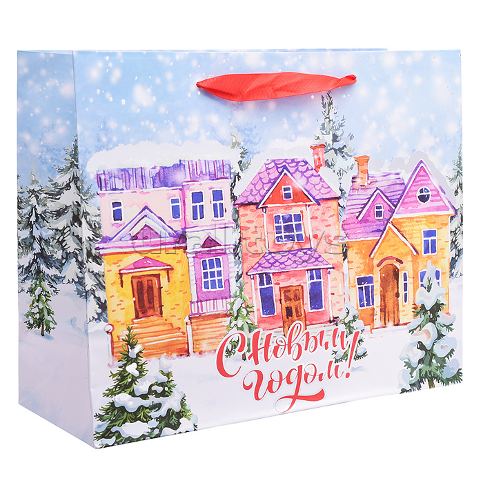 Пакет подарочный новогодний "Winter Wonderland" 26х13х32 см, Золотая сказка, фольга Пакет подарочный новогодний "Winter Wonderland" 26х13х32 см, Золотая сказка, фольга