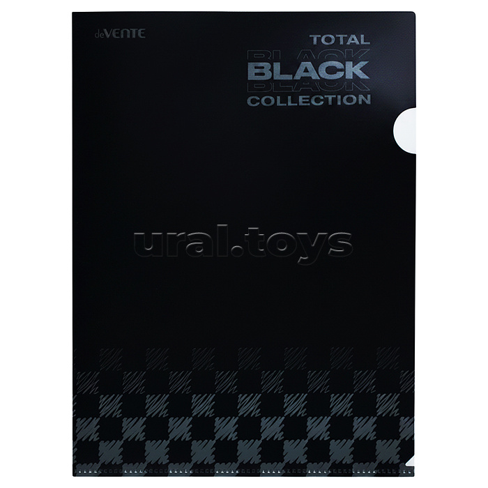 Набор папок "TOTAL BLACK" A4 (330x235 мм) 180 мкм, 3 папки, состав набора: папка-конверт на кнопке A4 (330x235 мм), папка-конверт на кнопке А5 (240x180 мм), папка-уголок A4 (220x310 мм), с дизайном, в пластиковом пакете