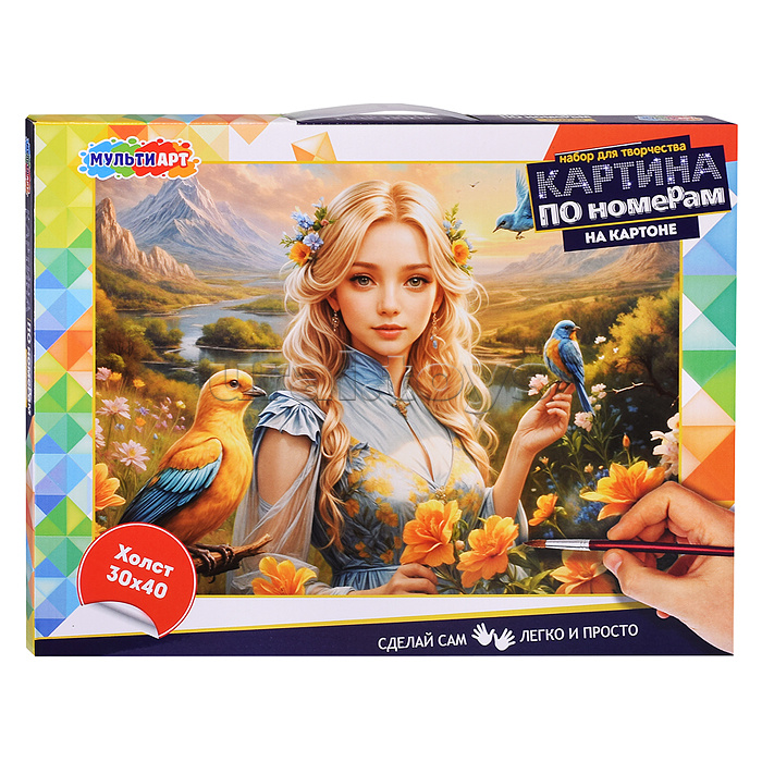 Холст по номерам на картоне 30*40 см "Девушка с птицей" Холст по номерам на картоне 30*40 см "Девушка с птицей"