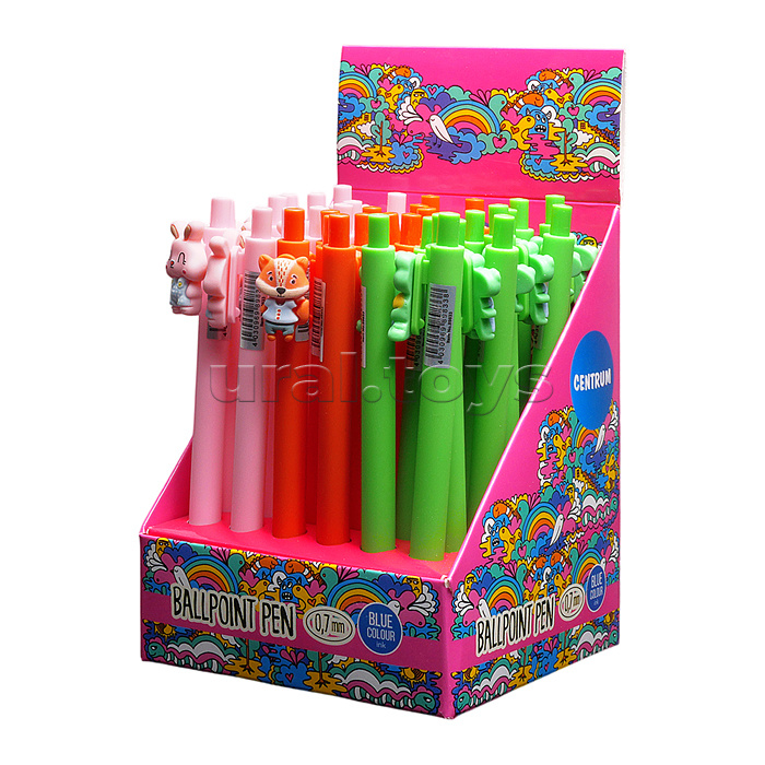 Ручка шариковая автоматическая "Cute animals" синие чернила 0.7мм в дисплее