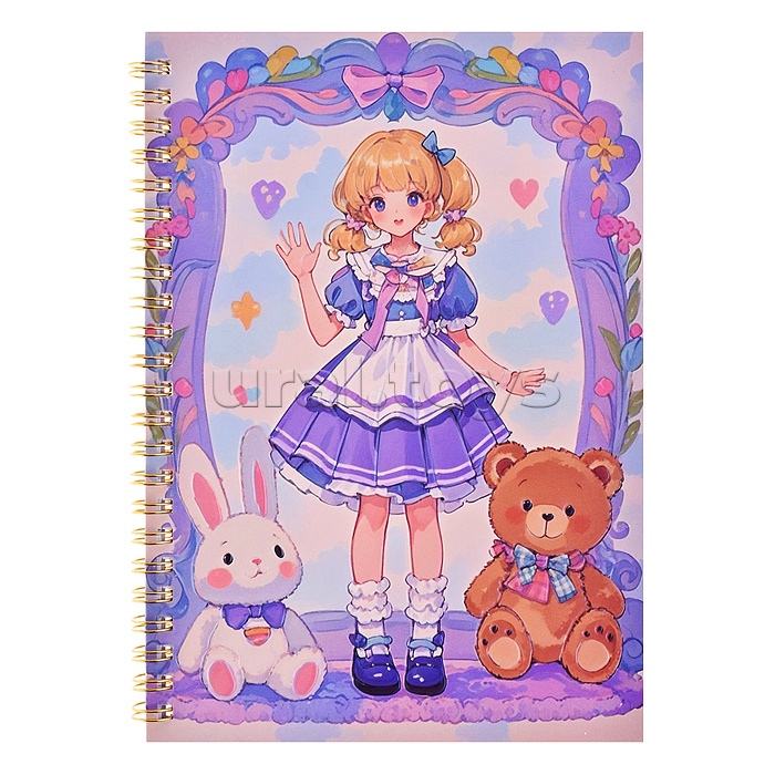 Блокнот на евроспирали "Девочки" 14.5x21 см, 60 л., внутренний блок в клетку, плотность бумаги 70г/м2, 4 дизайна в ассортименте, ОПП-упаковка