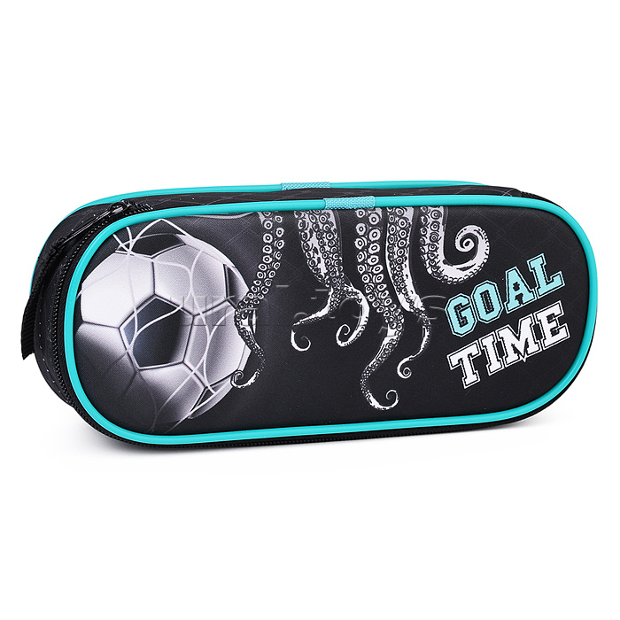 Пенал корпусный овальный "Goal time" резинки на крышке и на откидной планке, размер 225*90*50мм Пенал корпусный овальный "Goal time" резинки на крышке и на откидной планке, размер 225*90*50мм