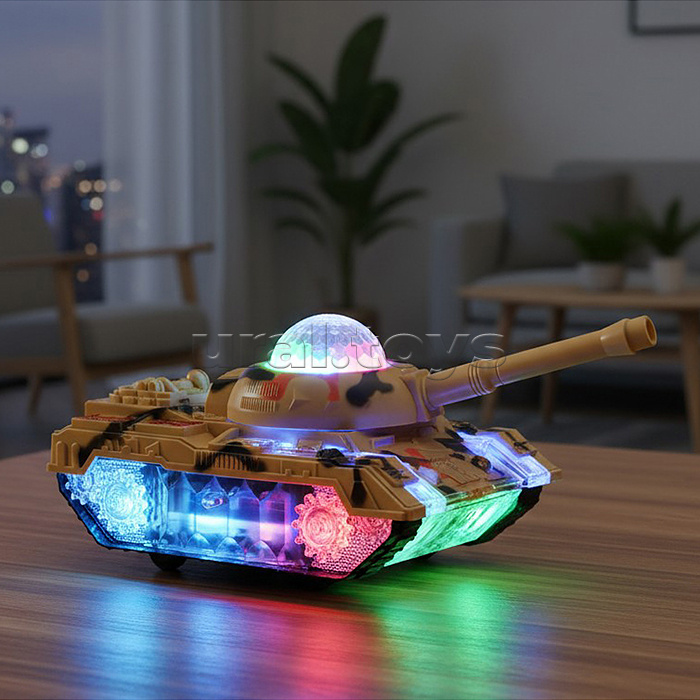 Танк "Светящийся боец" свет, музыка, в коробке