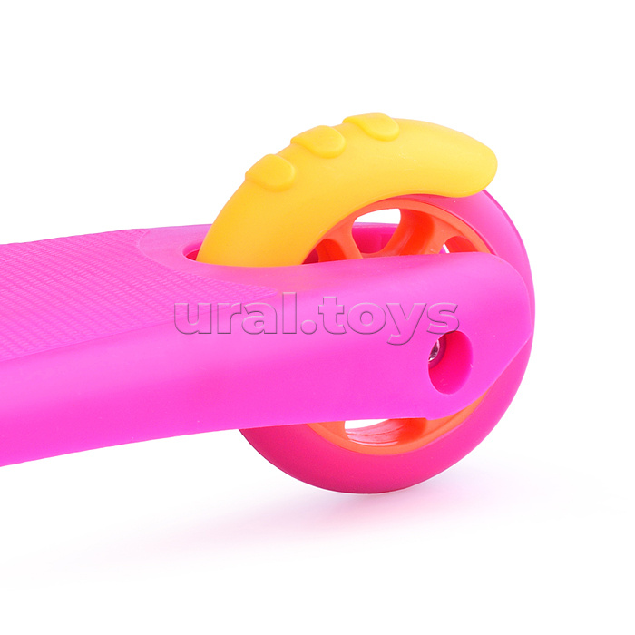 Самокат 3-х кол., розовый, светящиеся колёса, PVC, ABEC 7, в коробке