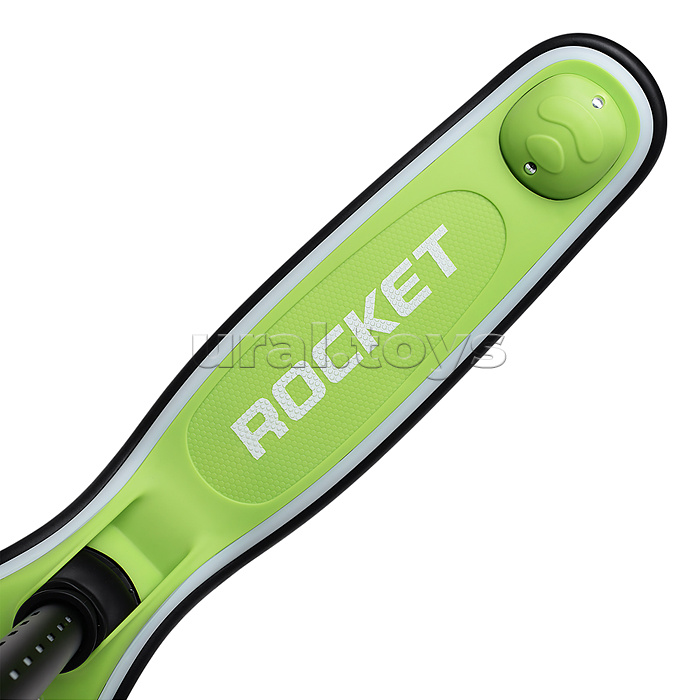 Самокат трёхколёсный ROCKET светящиеся колеса PU, дека, рулевая стойка, цвет черно-зеленый