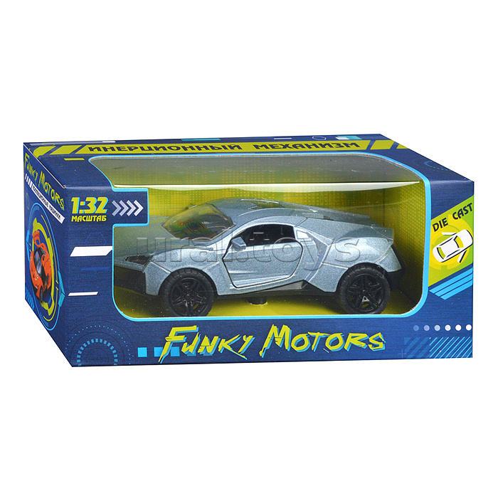 Серебристая инерционная машинка die-cast, 1:32, открывающиеся двери Серебристая инерционная машинка die-cast, 1:32, открывающиеся двери