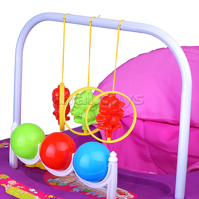 Ходунки "Шарики" с подвесными игрушками (розовый-сиреневый) в пакете
