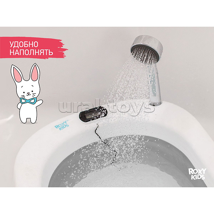 Ванночка складная с термометром и матрасиком "Звезды", серая