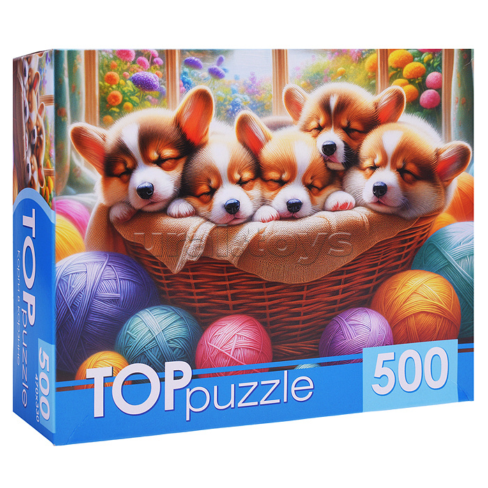 Пазлы 500 TOPpuzzle "Корги в корзине"