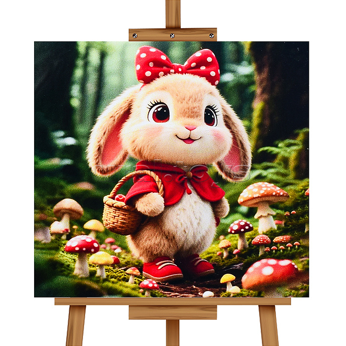 Мозаика алмазная "Зайка с корзинокой" 20*20 см