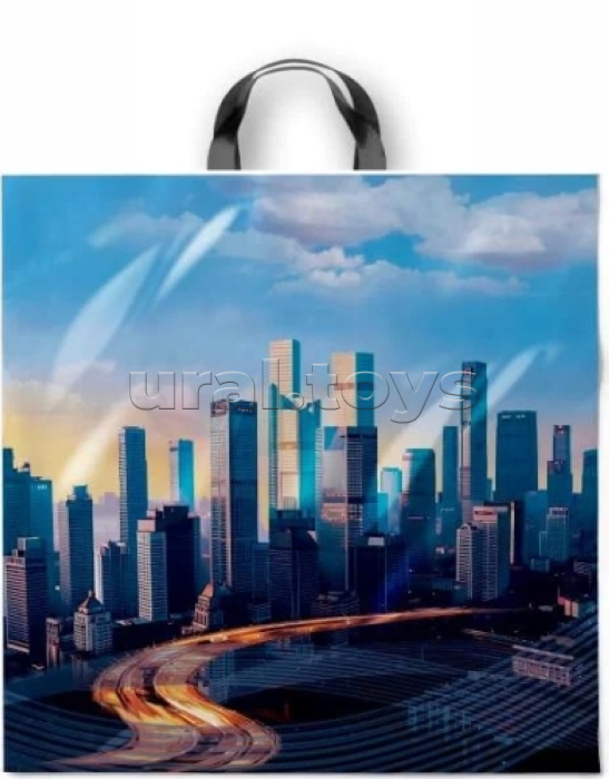 Пакет ПЭ с петлевой ручкой 44x44+6см "Небоскребы"