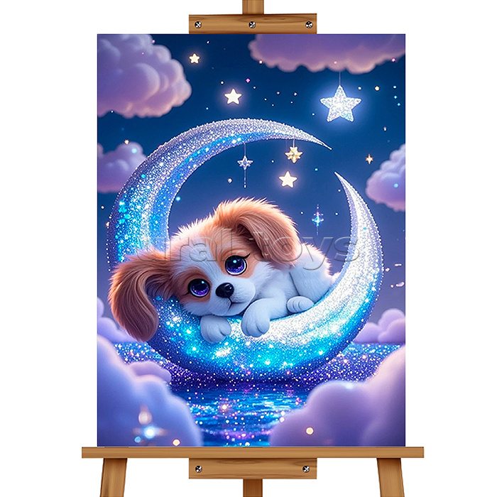 Мозаика алмазная "Лунный пёсик" 20*30см.