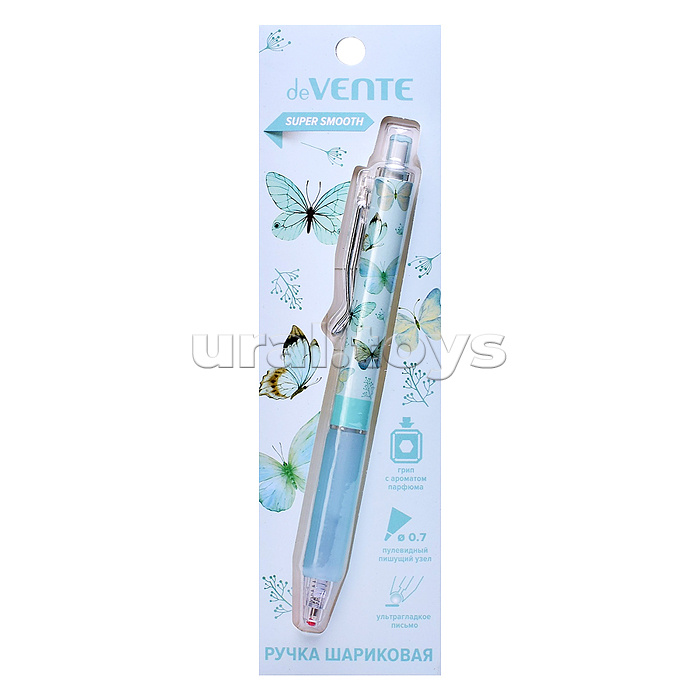 Ручка шариковая автоматическая "Aroma Perfume" d=0,7 мм, ультра гладкое письмо, пластиковый корпус с клипом и ароматизированным каучуковым держателем с фруктово-травяными нотками, цвет чернил синий, в блистерной упаковке