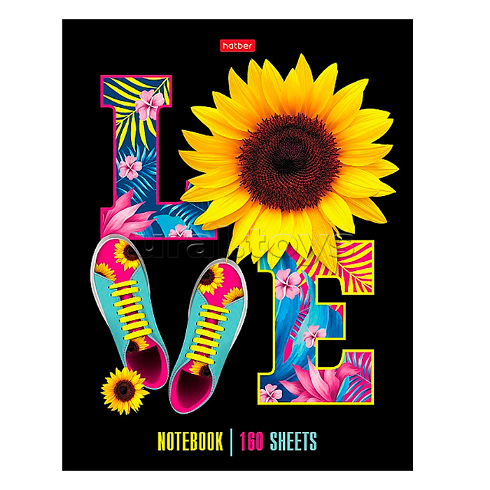 Тетрадь 160л клетка "Love" на 4-х кольцах мат.ламин., в индив.упак.