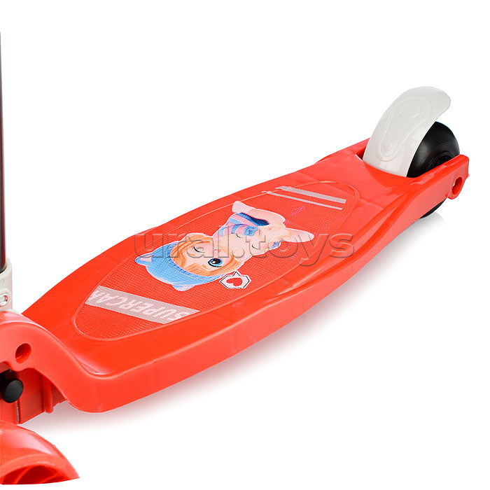 Самокат 3-х кол., колеса световые PU, красный