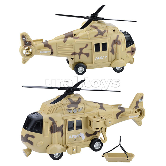 Вертолет "Армия спасатель" 1:16 (свет, звук) в коробке (камуфляж)