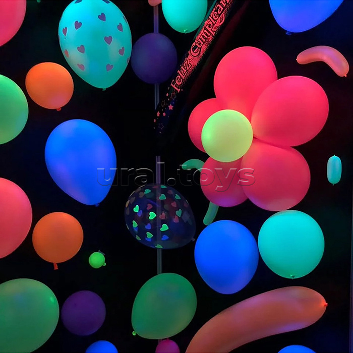Шар (12''/30 см) Ассорти, флуор, 12 шт.