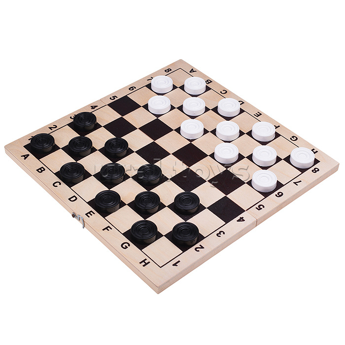 Шашки с шахматной доской (дерево)