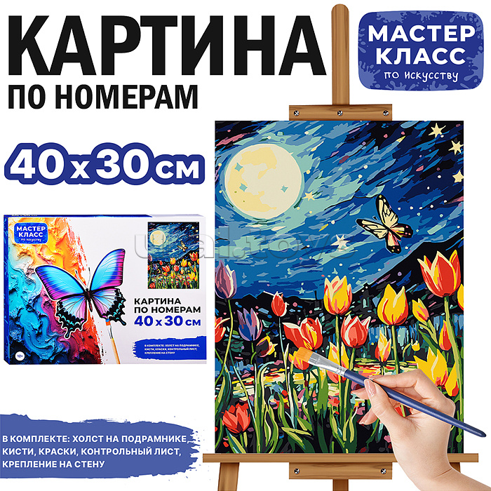 Набор для рисования "Картина по номерам 30х40 см. Цветы в ночном поле" Набор для рисования "Картина по номерам 30х40 см. Цветы в ночном поле"