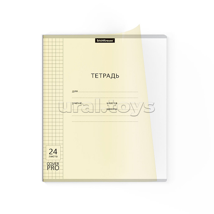 Тетрадь 24л. клетка, классика CoverPrо Pastel с пластиковой обложкой на скобе, желтый, А5