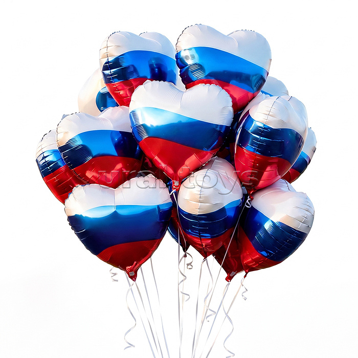 Украшение интерьерное Фонтан из шаров "Триколор сердец" 10 шт.