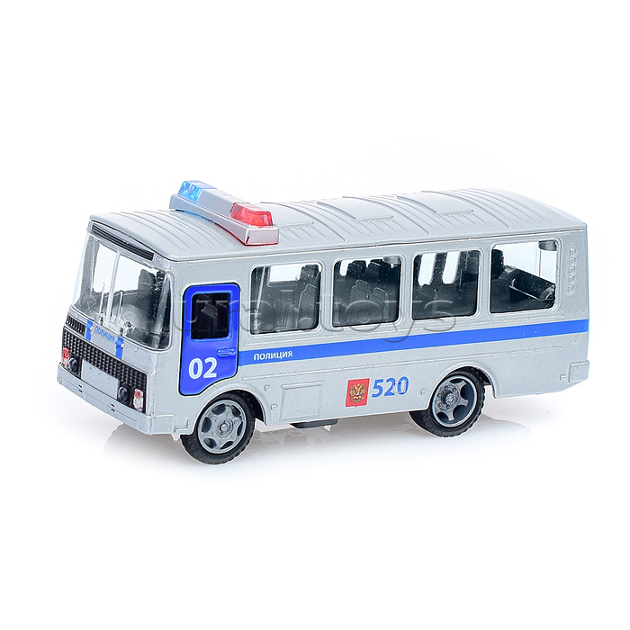 Машина металл ПАЗ 3205 14 см, (свет-звук, дв., багажник) инерц., в коробке