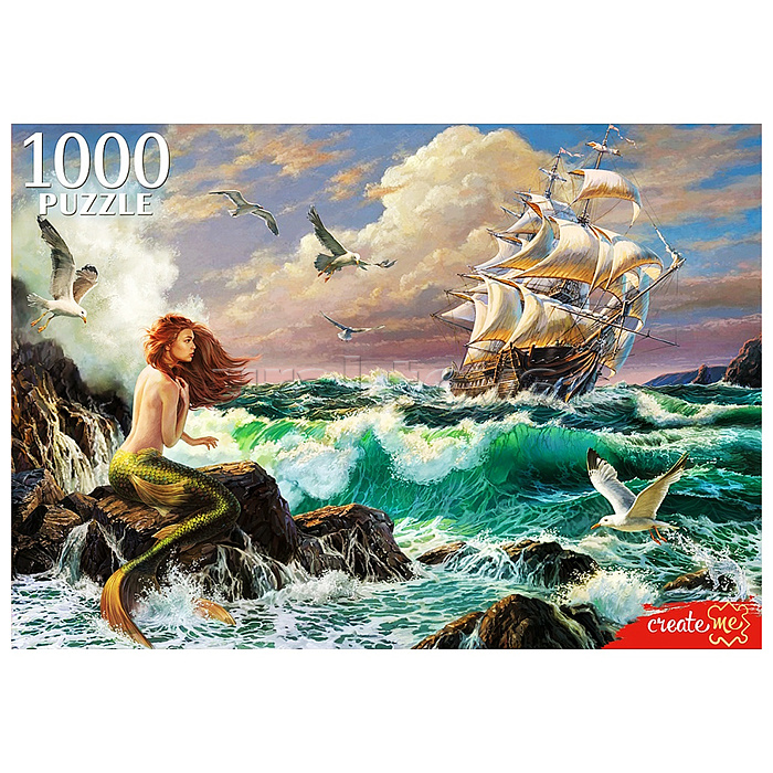 Пазлы 1000 "Русалка и корабль"