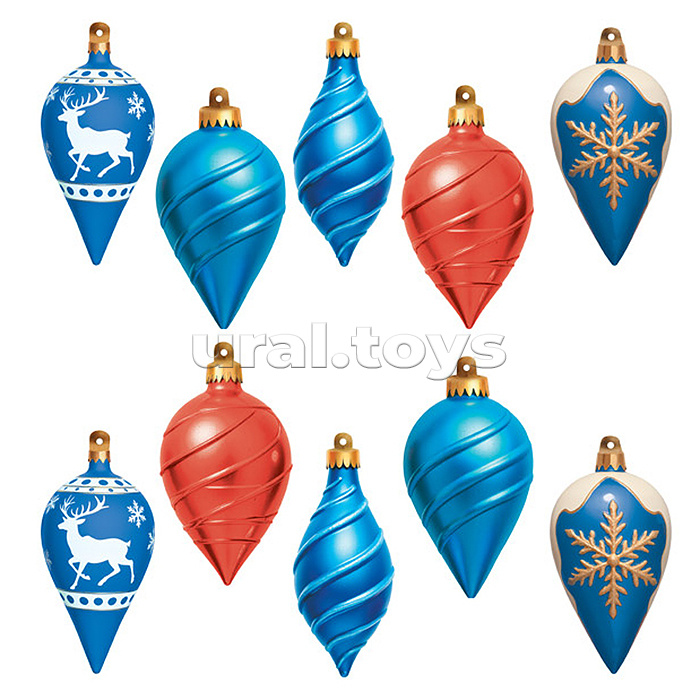 Комплект украшений со скотчем "Новогодние игрушки" (10 шт. 5 видов по 2 шт.)