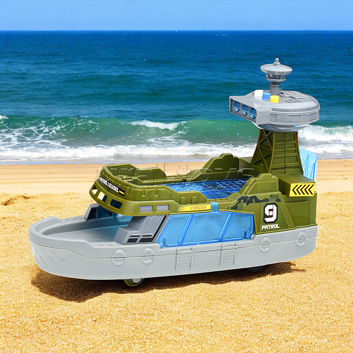 Катер "Военный патруль" с машинами, в коробке