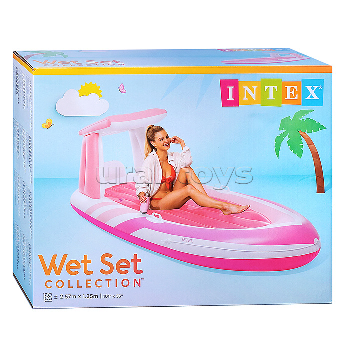 Матрас для плавания "Розовый рай" 257х135см, с навесом, 57804NP INTEX