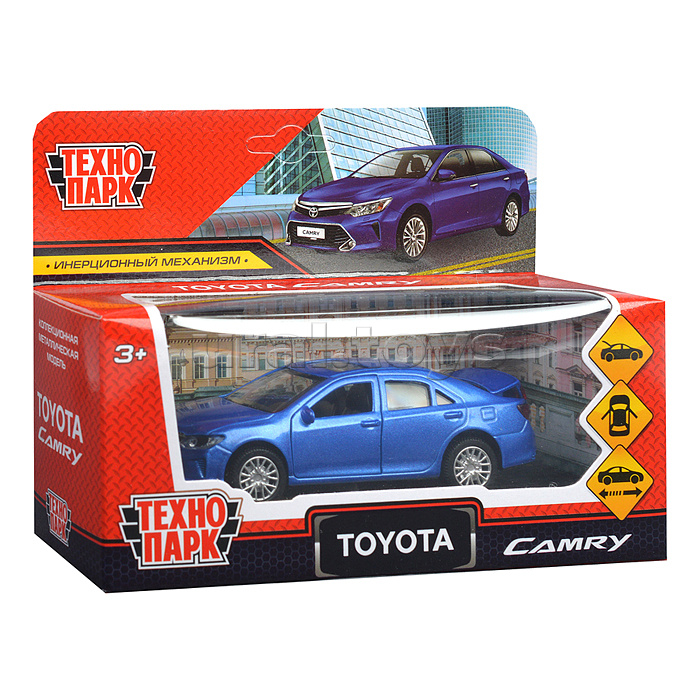 Машина металл Toyota Camry 12 см, (двери, багаж, синий) инерц., в коробке